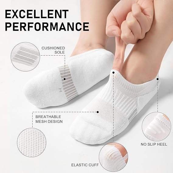 A97a564e0f85c4b0292068b0bea66913cX.jpg 5 Pairs No Show Socks Womens Cushioned Low Cut Invisible Stocks for Running Athletic Gym Ankle Socks