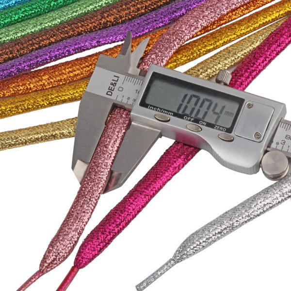 Premium Flat Shoelaces Shiny Bling Glitter Metallic Gold Durable Polyester Material