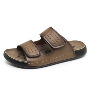 Hdf571cdea28d432998eacd8dbd347d2ex.jpg New Top Genuine Leather Men's Slide Sandals Summer Classic Fashion Luxury Design Handmade Slipper Dubai Hot Sale Low Price Brand