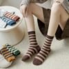 Autumn Knitted Casual Regular Style Anti-Bacterial Cotton Solid Cute Cycling Crew Socks with Body Logo for Women